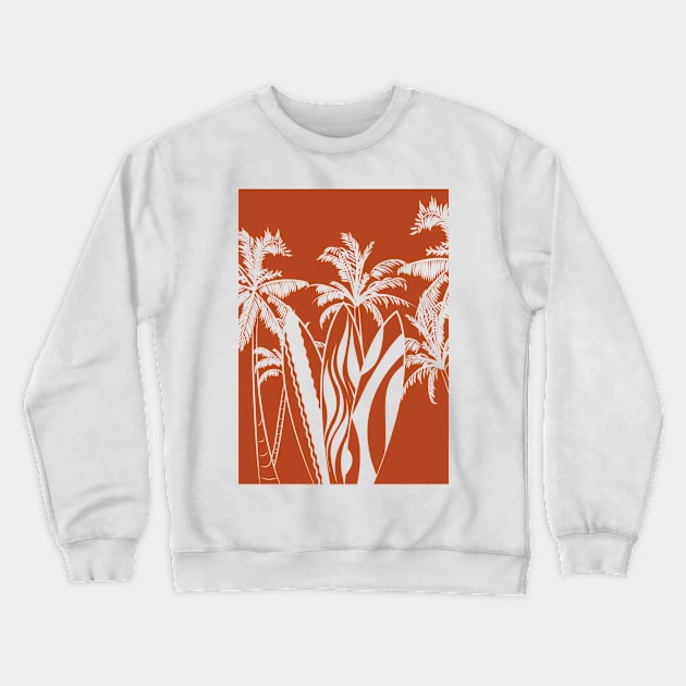 Palms sunset surf waves Crewneck Sweatshirt by lakokakr